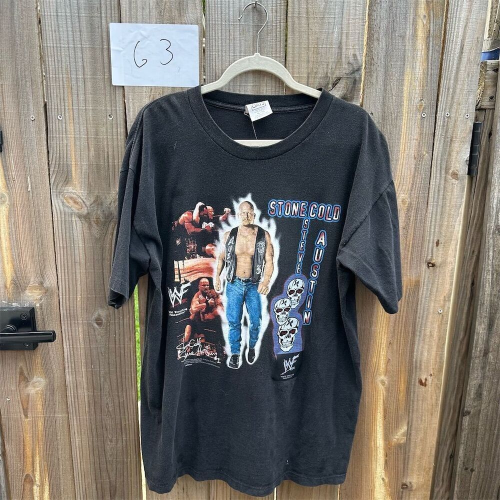 Vintage 1998 WWF Stone Cold Steve Austin Graphic Tee Men's XL Black